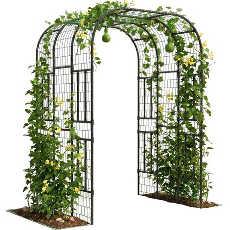 Arche de jardin treillis, 2,2 mètres de hauteur, cadre en métal, assemblage sans outil, supporte les plantes grimpantes, revêtement résistant à la rouille (1/5)