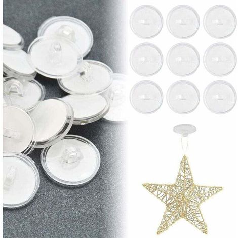 Lot de 50 crochets de plafond, crochets autocollants, crochets en plastique de 20 mm, sans perçage, crochets de plafond, crochets muraux autocollants, crochets de plafond (1/4)