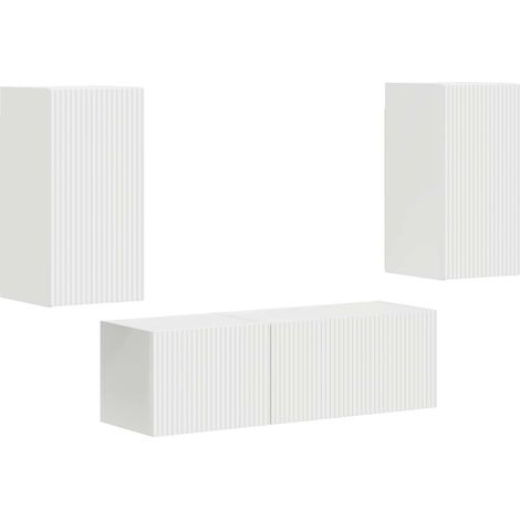 TV Wall Cabinet Set Wall-mounted 4 pcs White Engineered Wood vidaXL