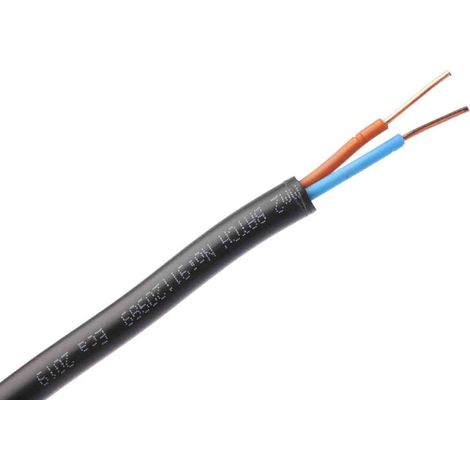 Câble d'alimentation RS PRO 2x1,5 mm², gaine PVC Noir, 100m ( Prix pour Bobine de 100 Mètres )