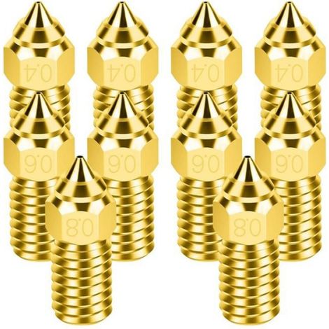 Buse Imprimante 3D - Laiton 0,4 mm 0,6 mm 0,8 mm - Compatible Hotend M6 - Pour Impression PLA TPU - Lot de 10 Pièces (1/4)