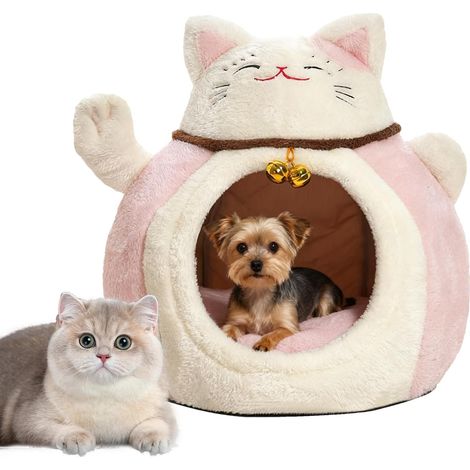 Lit Caverne pour Chat d'hiver Tanière De Lapin Semi Fermée,Abri Temps (1/5)