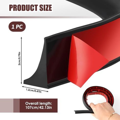 200 cm Silikon-Duschbarriere, Überlaufschutz für Duschen, selbstklebend für rahmenlose Duschtüren, Duschschwellen und Küchen (Schwarz) (1/4)