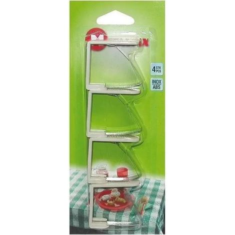 Metaltex Fixe-manteles blanco lote de 4 minimalista inox plástico