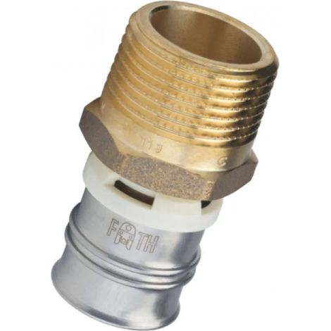 Vernickelter Messing-Mehrschicht-Fitting, fest, männlich, 26x34/26 mm.