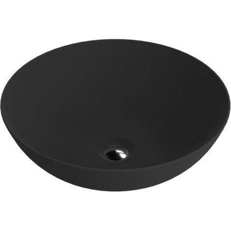LAVITA Aufsatzwaschtisch Rosa Black Aufsatzwaschbecken Rund Waschbecken Ohne Überlauf und Hahnloch Aus hochwertigem Porzellan Waschtisch 40x40x13,5 cm Schwarz (1/4)