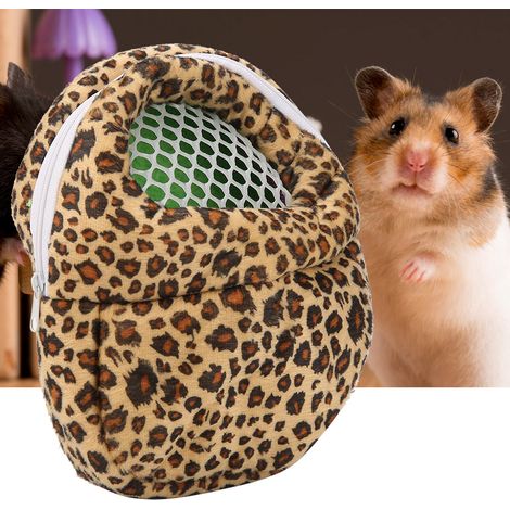 Sac de transport respirant pour animaux de compagnie, poche, pour hamster, lapin, furet, lit suspendu (Jaune léopard M) (1/5)