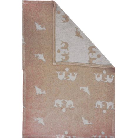 Couverture chaude pour enfant motif animaux marins Vieux rose 80x100 cm
