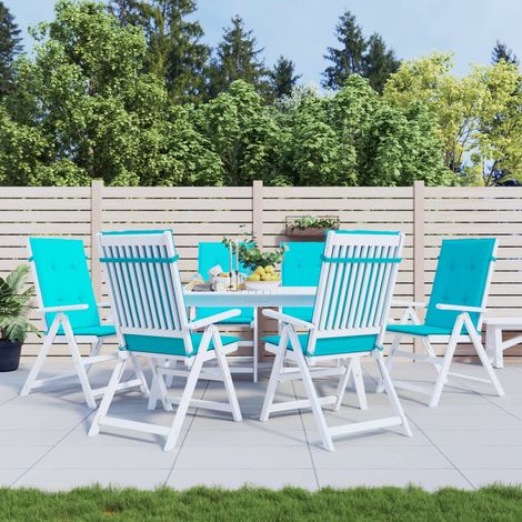 Coussins de chaise à dossier haut lot de 6 turquoise tissu (1/5)