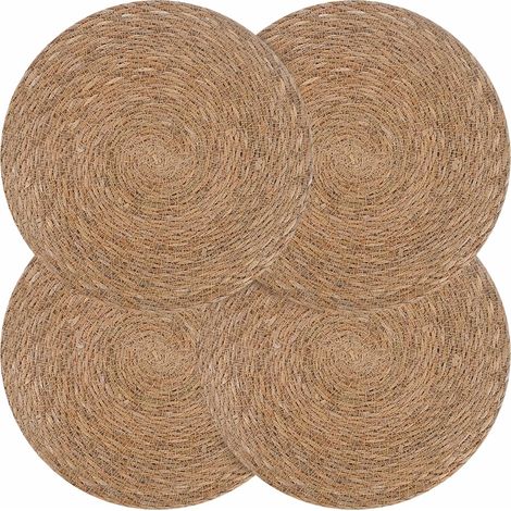 Manteles de hierba marina 4 pcs Natural Ø 30 cm vidaXL