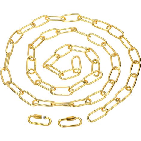 1,82 Mètre Chaîne Suspendu Éclairage, Chaîne Boucle Métal avec Connecteurs Verrouillage Vis Maillon Rapide pour Suspendre Plantes, Lustre, Luminaire, Doré (1/5)