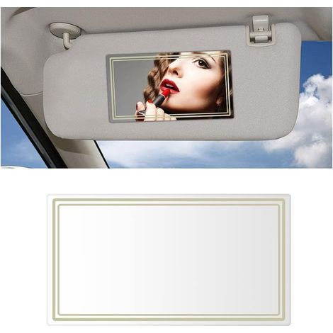 Miroir cosmétique pour voiture, miroir de maquillage autocollant pour dossier de siège, pare-soleil de voiture, miroir de maquillage en acier inoxydable pour pare-soleil (rectangulaire) (1/5)