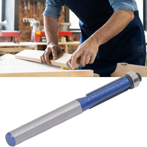 Fraise à chanfreiner, à plaquer les chants, à bois, de qualité professionnelle, à queue de 6,35 mm (1/4"), de couleur argent-bleu. (1/5)
