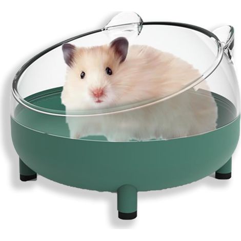 Hamster Sand Bath Container, Large Sandbox Toilet Gerbil Batheoom, Tiny Chinchilla Dust Bathtub Sand Bath Box for Hamster Cage Accessories 6.5 Inch-Dark Green (1/5)