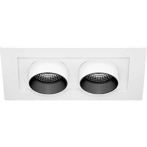 Mini Spot Encastré Led Rectangulaire Oxo 2 Lumières 12 W, 42°, Interrupteur Cct 2700 K/3200 K/4000 K, Blanc Mat - Beneito & Faure Technical Lighting (1/4)