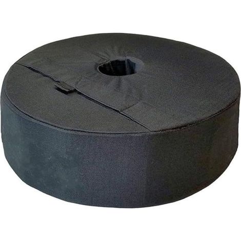 Sac de sable rond noir de 45,7 cm pour parasol déporté, stabilité, coupe-vent, utilisation en extérieur, 46 cm de diamètre (1/5)