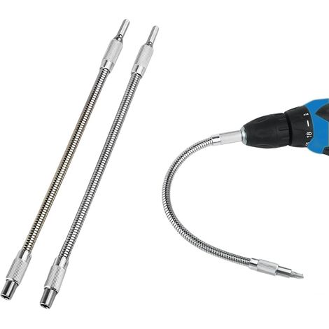 Lot de 2 Rallonges Flexibles 300mm, Porte Embout 1/4" Arbre Flexible avec Tige Hexagonale 6,35 mm, rotation 360°, pour perceuse et tournevis, accès aux espaces étroits (1/5)