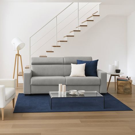 Talamo Italia Sofá fijo Julia, Sofá de 3 plazas, 100% Made in Italy, Sofá Sala de estar, en tela acolchada, con reposacabezas ajustable y reposabrazos estándar, Cm 220x95h85, Gris, con embalaje reforz (1/4)