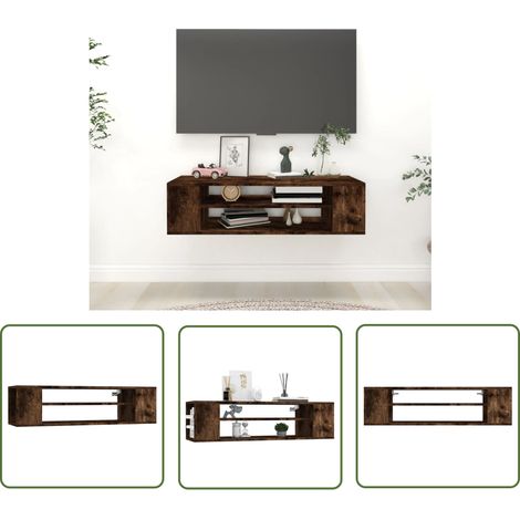The Living Store TV-Wandschrank Räuchereiche 100x30x26,5 cm Holzwerkstoff - TV Schrank - Wandregal - Fernsehschrank - Regal - Deko (1/5)