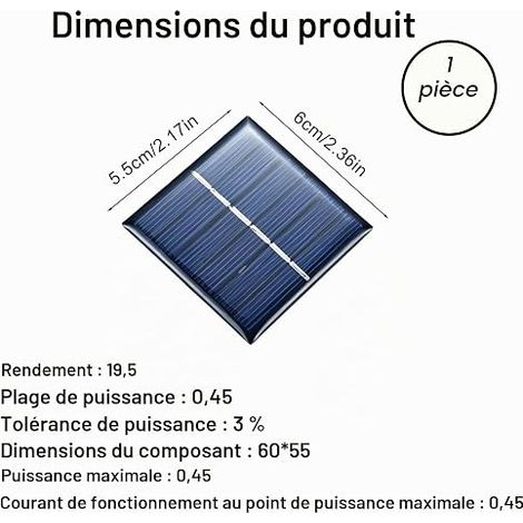 Solar Panels 1.5V 0.65W 60x80mm DIY Projects, Science Toys, Battery Chargers Portable Power Kits Renewable Energy (1/4)