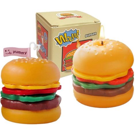 Burger Duftkerzen 2er Set, Kaffee-Milchduft, handgefertigt, Deko-Geschenk