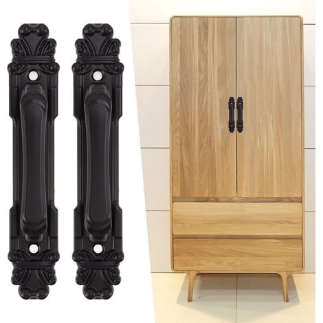 Türgriff – Set mit 2 robusten, schwarzen Griffen (165 mm) – Einfache Montage – Langlebige elektrolytische Beschichtung