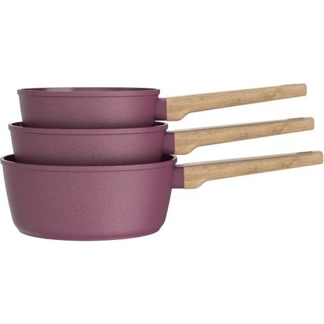 Set de 3 casseroles 16-18-20 cm Gamme Forest tous feux dont induction Prune Arthur Martin AM1963 (1/5)