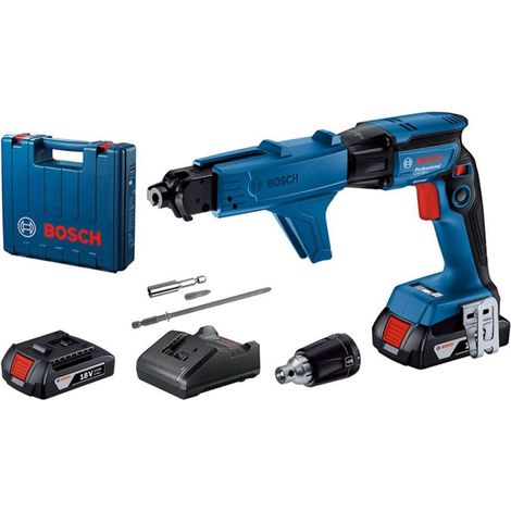 Bosch Professional System 18V: GTB 185-LI Avvitatore a batteria per il montaggio di pannelli de cartongesso (2 batterie GBA 18V 2.0Ah, caricabatterie GAL 18V-20, 1 clip da cintura, 2 inserti de avvita (1/2)