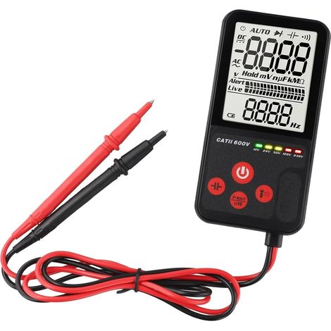 Multimètre intelligent pour testeur électrique numérique avec tension RMS AC DC, capacité, fréquence, détection CNV, design portable pour électriciens et projets de bricolage, 9999 comptes, noir (1/5)