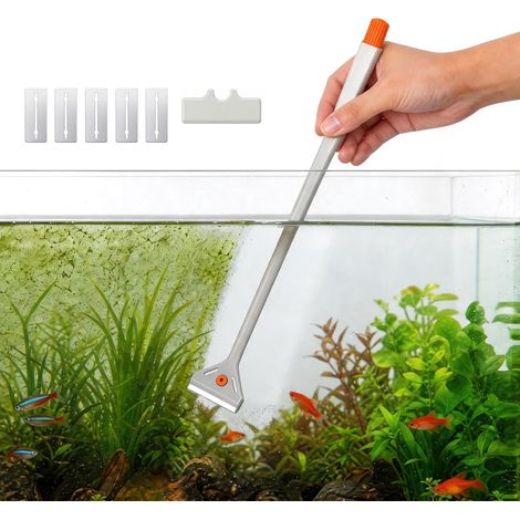 Algues Grattoir pour Nettoyage Aquarium, Kit Nettoyage Aquarium, Nettoyeur Vitre Aquarium, Raclette Aquarium, Nettoyeur de Grattoir Algues pour Aquarium, 5 Lames de Rechange (1/5)