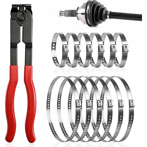 Lot de 12 colliers de serrage avec pince à colliers de serrage en acier inoxydable pour la plupart des voitures (1/5)
