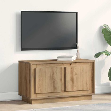 Meuble TV  Banc TV  Armoire TV chêne artisanal 80 x 35 x 45 cm Bois d'ingénierie (1/5)