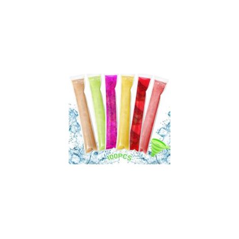 100 Stück Eisbeutel, Eis am Stiel Form, Eisbeutel, Eisbeutel, Wassereisform, DIY-Eisbeutel mit Trichter, Frozen Yogurt, Smoothies (100 Stück) - Crezuo