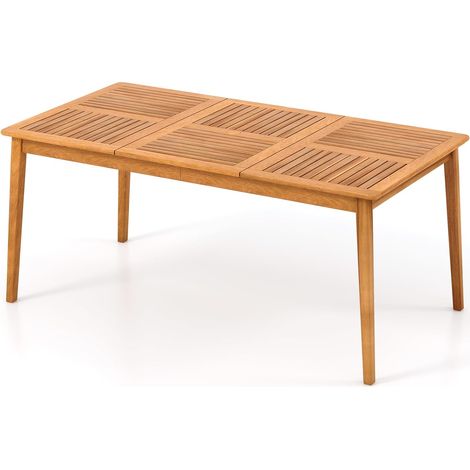 COSTWAY 6-Person Outdoor Acacia Wood Dining Table (1/5)