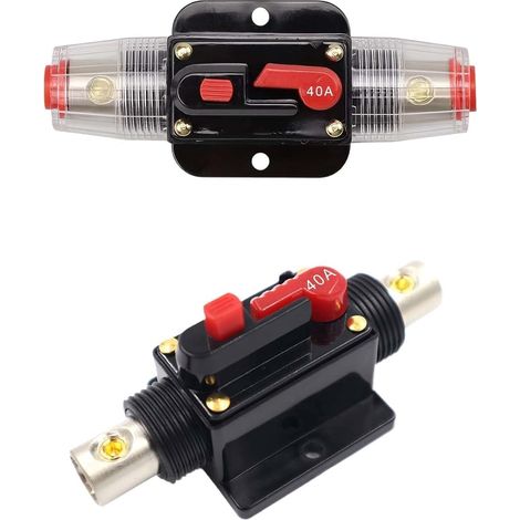 Disjoncteur de voiture,Fusible de réinitialisation de disjoncteur 40 A, Fusible de réinitialisation de l'interrupteur,avec fonction de réinitialisation manuelle,adapté à la protection du système audio (1/5)