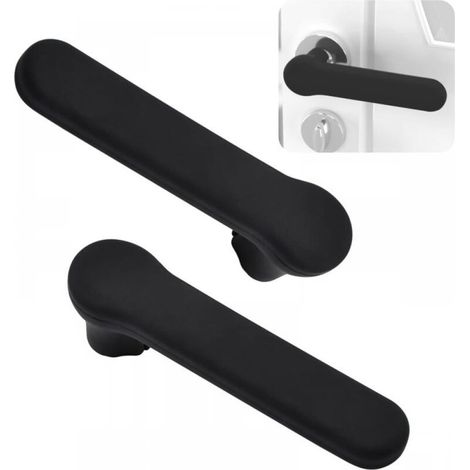 Lot de 2 housses de poignée de porte en silicone, protection antistatique pour leviers de porte carrés, noir mat (1/5)