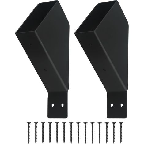 Lot de 2 supports de pergola à angle de 45 degrés pour poteaux en bois de 2 x 4, fixation robuste en bois pour structures de jardin, noir (1/5)