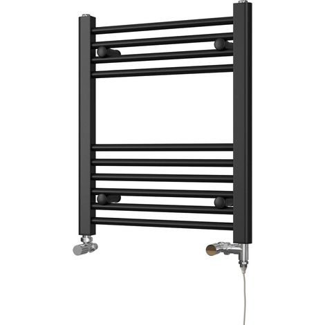 Zennor - Black Dual Fuel Towel Rail H600mm x W500mm Standard - Straight (1/3)