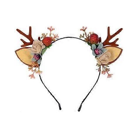 Serre-tête de Noël avec fleur et corne de cerf, accessoire de coiffure de Noël. (1/5)