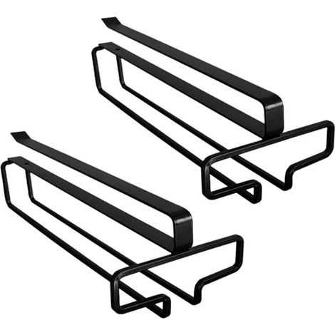 Set portabicchieri da vino, 2 pezzi, supporto per bicchieri da vino, appendi bicchieri, facile da montare, porta bicchieri per bar e cucina, nero (1/5)