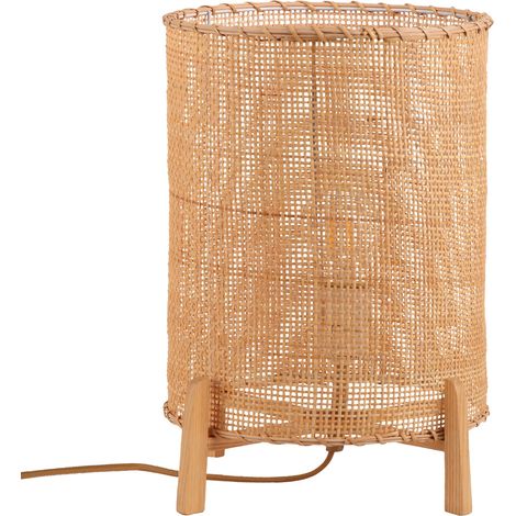 Lampe de table en rotin et bois E27 (1/5)