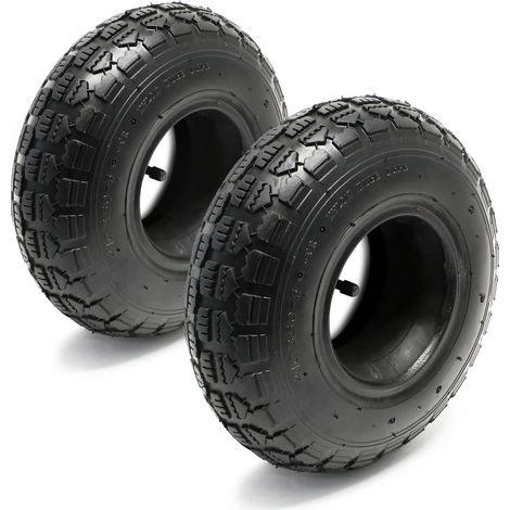 Set 2x cubiertas 2x cámaras aire tractor cortacésped carro jardín 11x4.10/3.50-5 4PR Válvula angular (1/5)