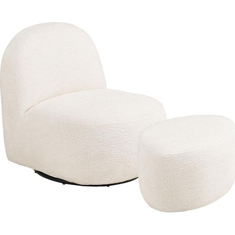 Dina Sessel mit Fußhocker, Drehfunktion offwhite. (1/5)