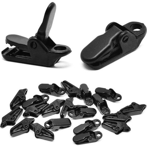 Lot de 20 pinces crocodile noires – Étanches, robustes – Pour tente, parasol – Camping extérieur (1/5)