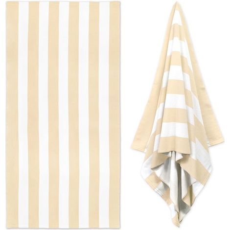 Extra großes Strandtuch – 35 x 70 Zoll Mikrofaser-Poolhandtuch – Türkis gestreiftes, schnelltrocknendes Badetuch (1/5)