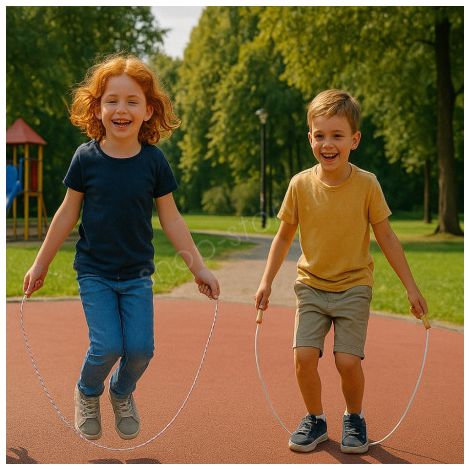 Corde À Sauter 2.10 M Solide Et Légère Avec Poignées En Bois Naturel Pour Enfants Et Adultes Couleurs Aleatoires