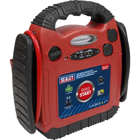 Sealey RS132 RoadStart 12V Emergency Jump Starter with Air Compressor 900 Peak Amps