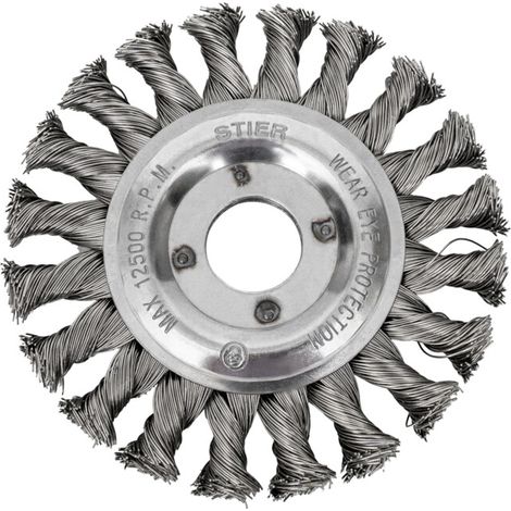 Brosse circulaire STIER Ø 115 mm, diamètre d'alésage 22,2 mm, 0,5 mm, ondulée, inox
