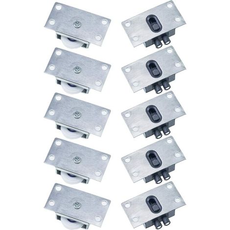 5 paires Galet de Roulement de Porte Coulissante Roues à Rouleaux pour Meubles de Fenêtre Anti-rouille Muet Pas Facile à Porter pour Armoire Armoire Placard Fenêtre (Argent) (1/4)