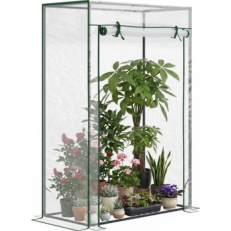 Serre avec porte enroulable et structure en acier, serre de jardin pour terrasse ou patio, 100 x 50 x 150 cm, transparente (1/5)